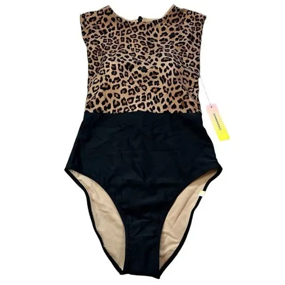 Summersalt Surf One Piece Swim Bathing Suit Size 4 NWT Leopard Black - Picture 1 of 9